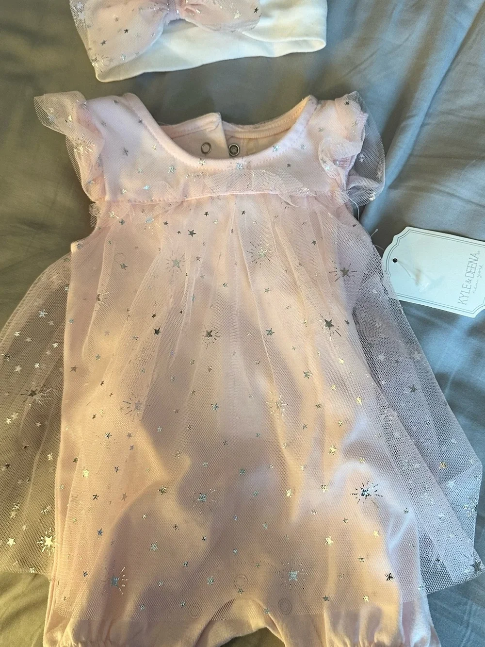 Kyle & Deena Pink Tulle Star Baby Dress with Headband